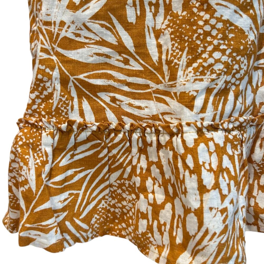 Christian Siriano Mini Ruffle Skirt Women Sz Large Linen Mustard Yellow Pockets - Picture 7 of 14